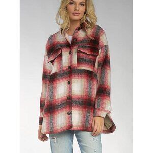 ELAN Women's Riley Plaid Jacket Size M In Red Plaid